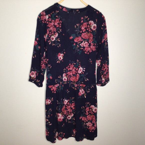 Free People Navy Blue/Pink Floral Dress Sz 0 - Picture 4 of 4